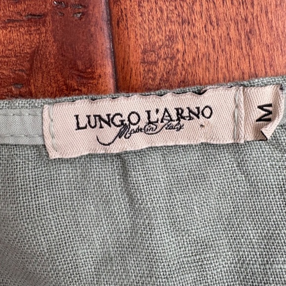 Lungo L'Arno 100% Linen Shift Dress M Lagenlook Italy Sage-Green - Picture 5 of 11